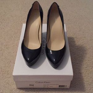 Calvin Klein Emmy Black Patent Platform Heel, 8.5M